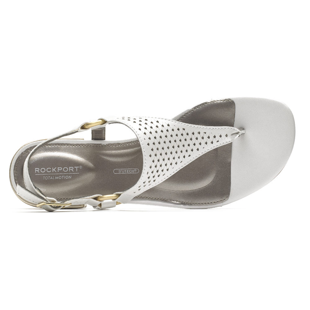 Sandalias Rockport Mujer Mexico - Total Motion Zosia Thong Blancos - EHMRK6923